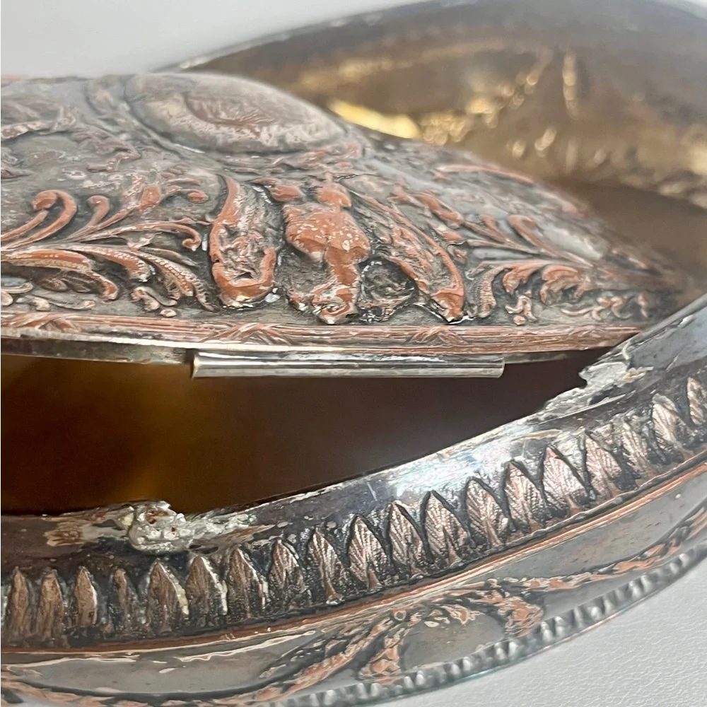 Antique Repousse Box E. G. Webster Silver plate On Copper Napoleon Dutch Revival